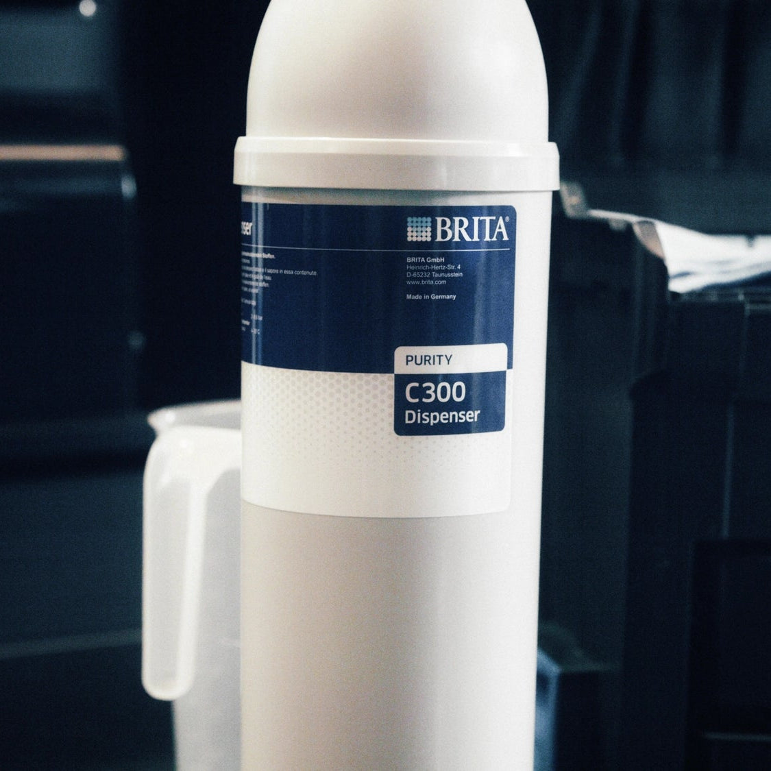 BRITA PURITY C cartridge on a blurred background